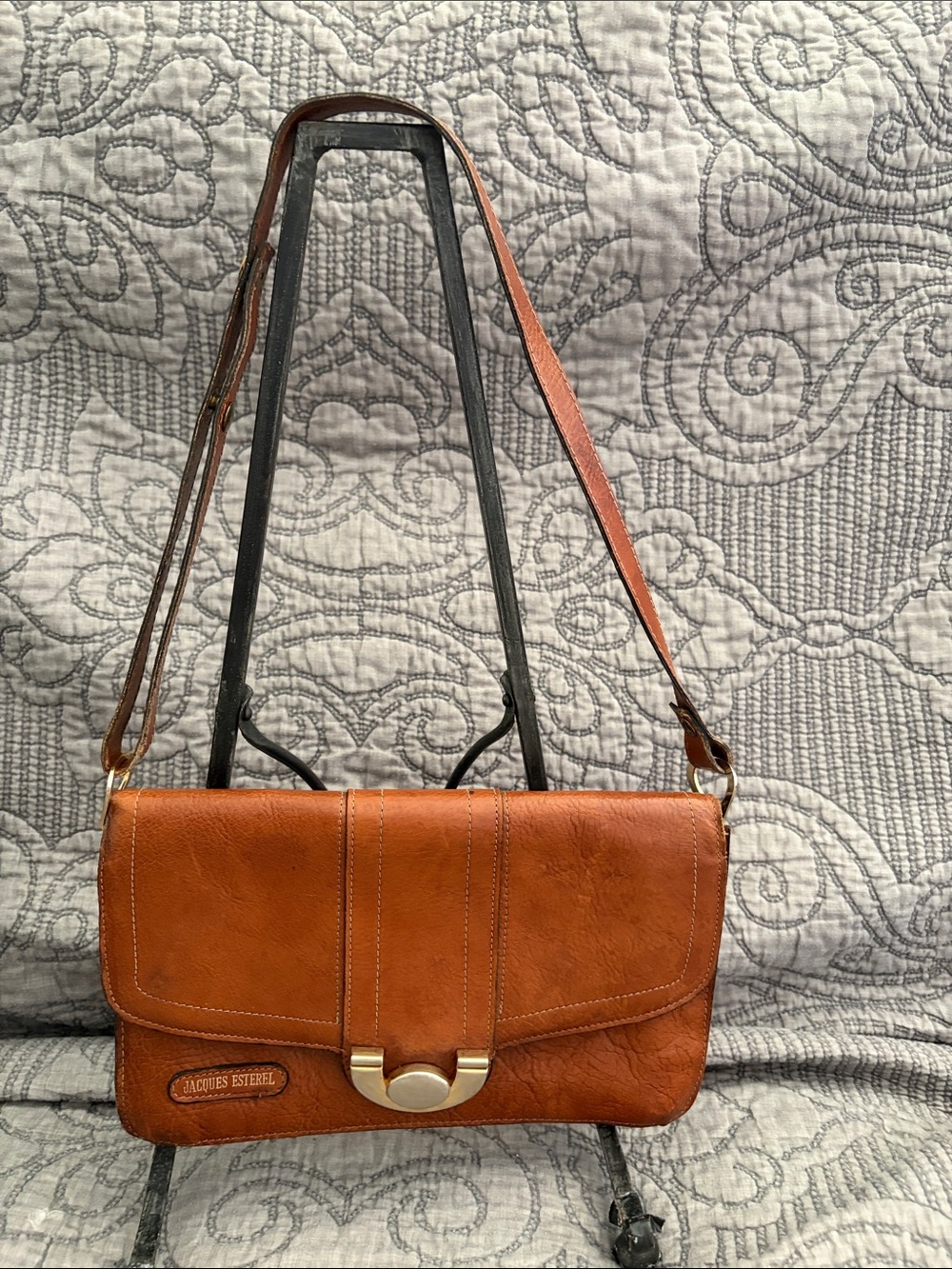 Tan Leather Crossbody Bag Vintage light Brown